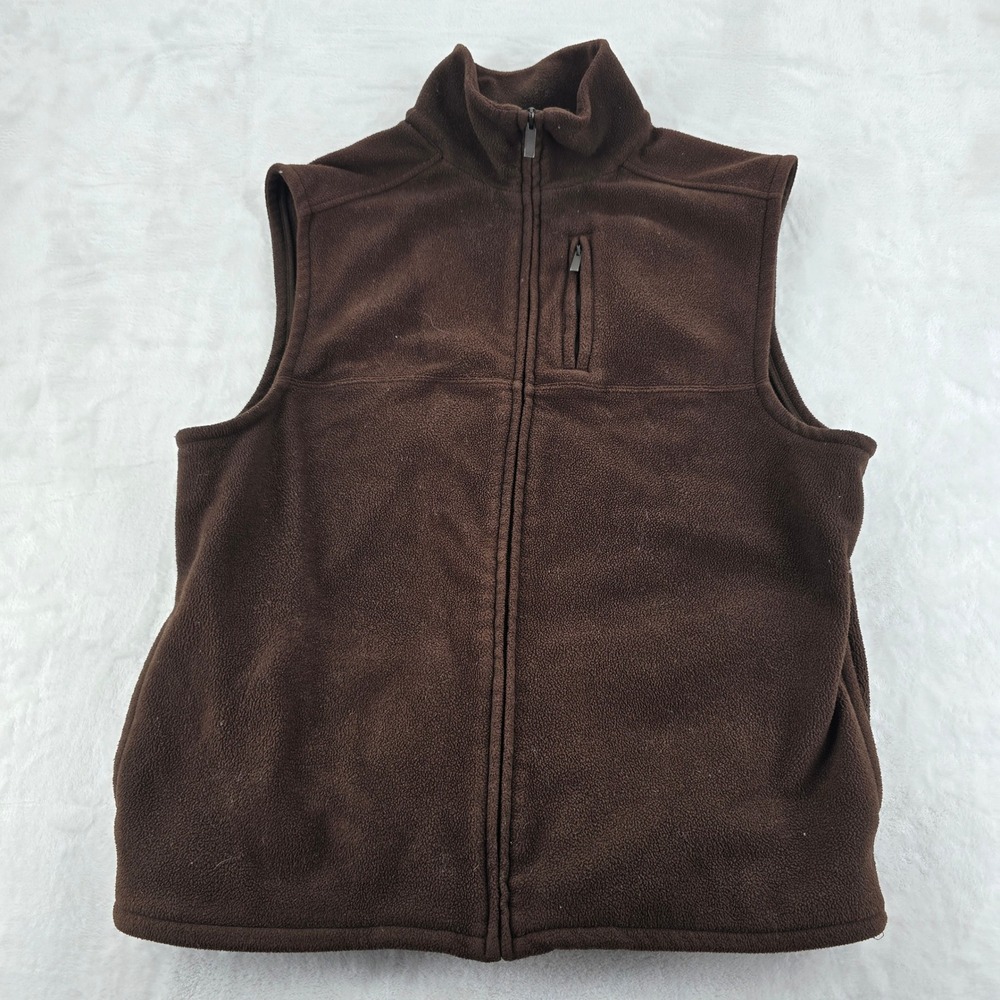 Roundtree & Yorke Vest Womens L Vest Brown Fleece Full Zip Sleeveless Jacket